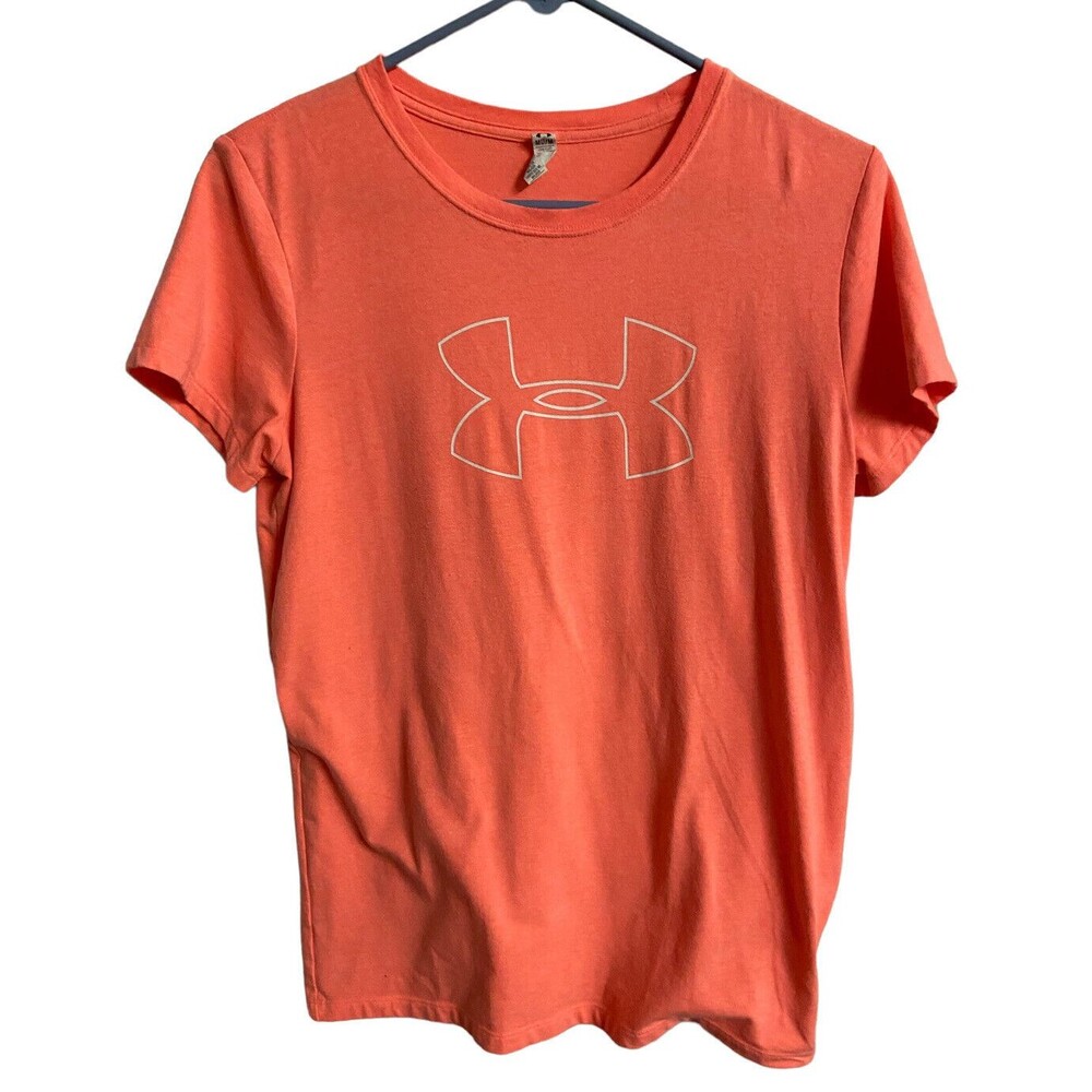 Under Armour T shirt Mens Medium Orange Short Sleeve Crew Neck Logo